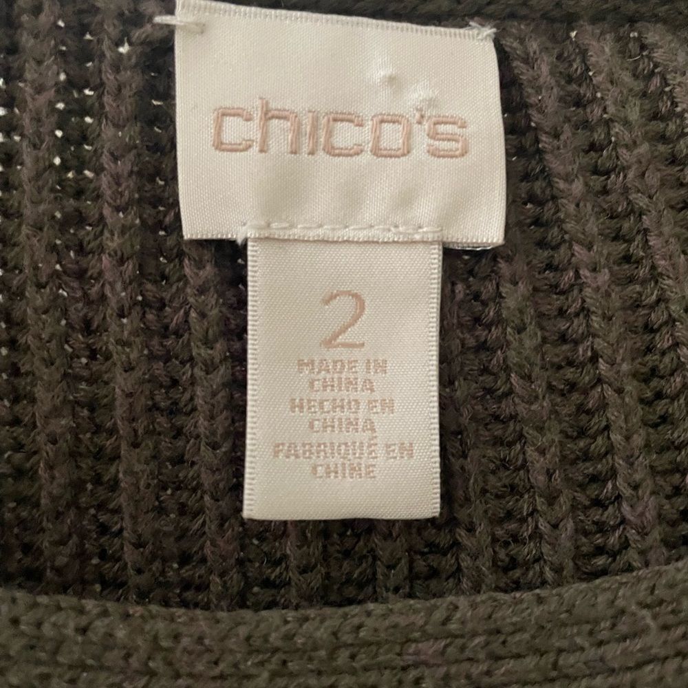 Chico's Wool Blend Green Batwing Ribbed Sweater Pullover Short Sleeve Size Large - Picture 5 of 8